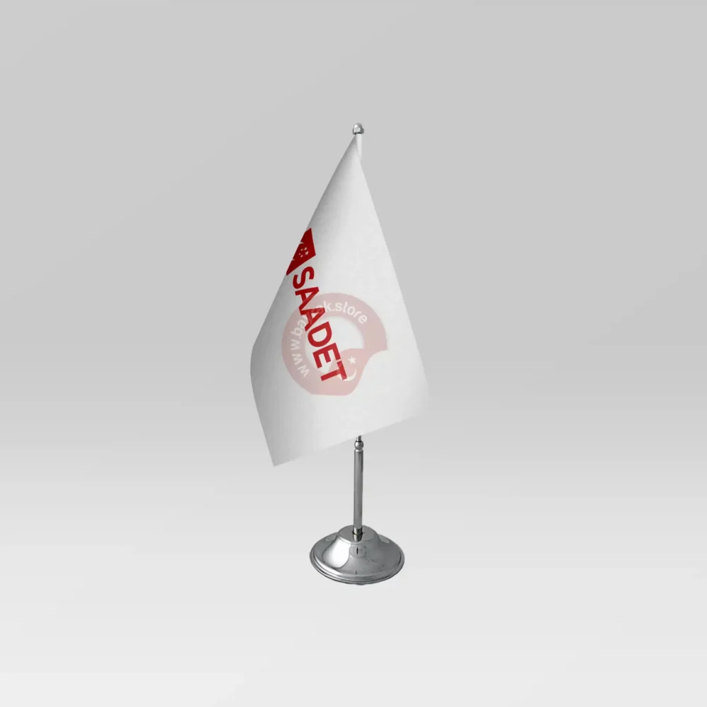 Saadet Partisi Tekli Masa Bayrağı Beyaz Takım